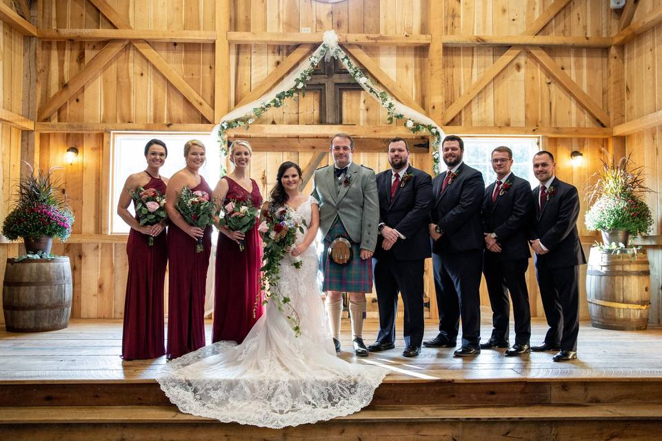 Bridal party on stage