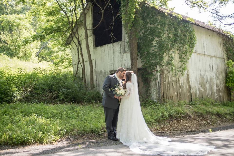 White washed barn