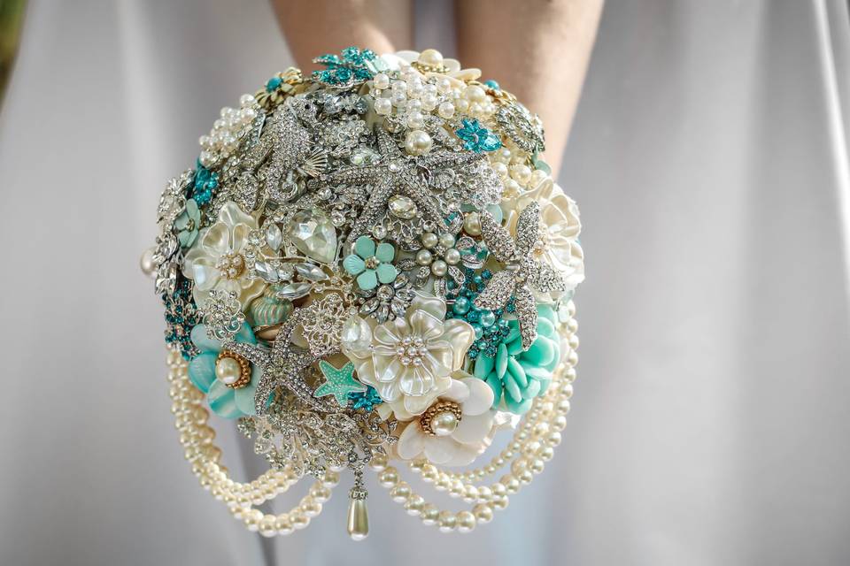 Bridal Bouquet in Green Blue