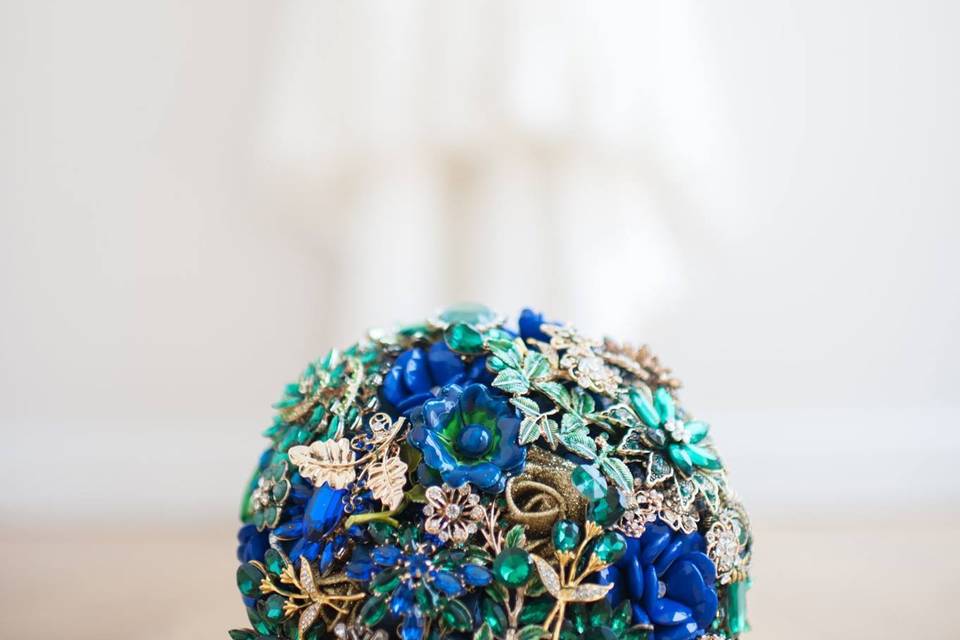 Blue Green Brooch Bouquet