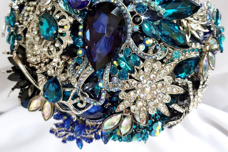 Teal Blue Brooch Bouquet