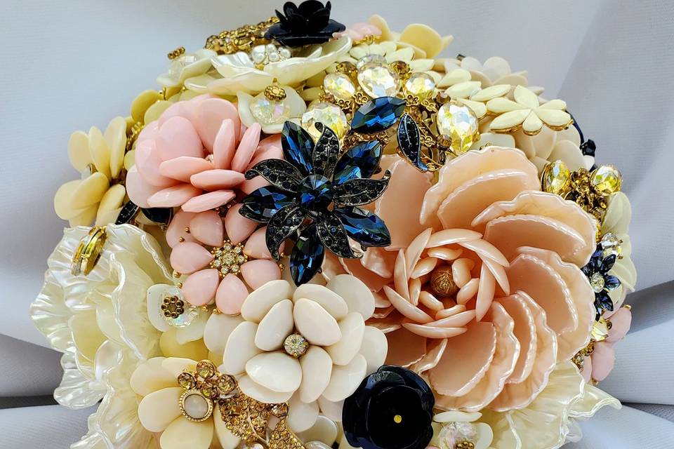 Peach Navy Bridal Bouquet