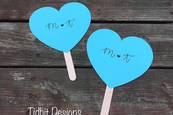 Heart Shaped Paddle Program Fan Set
Many Styles Many Colors
To Personalize:
http://tdstationaryandcrafts.weebly.com/store/p111/With_All_my_Heart_Personalized_Aqua_Heart_Shaped_Paddle_Wedding_Program_Fans_%2F_Favors.html