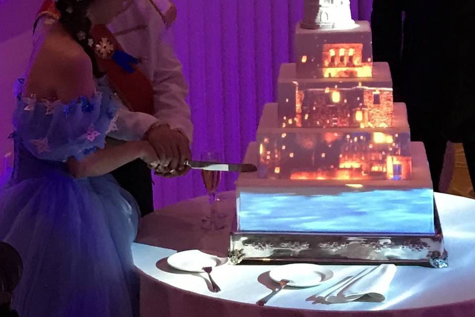 Projection mapped cake