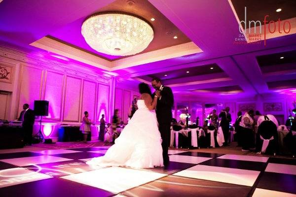 Bright pink uplights brought gave this wedding a loud, fun energy that kept the party going all night long.