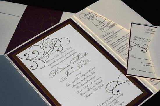 Letterpress & Themography Pocketfold Wedding Invitation