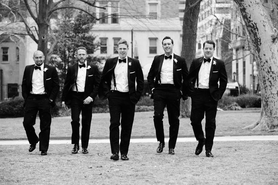 Dapper groom and groomsmen