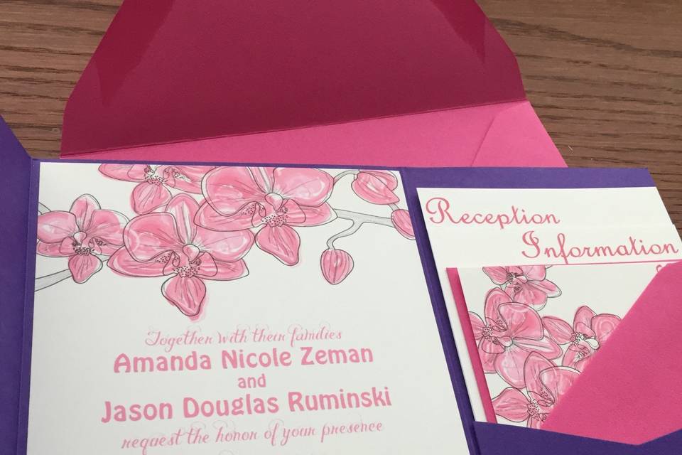 Pink petal themed invitation