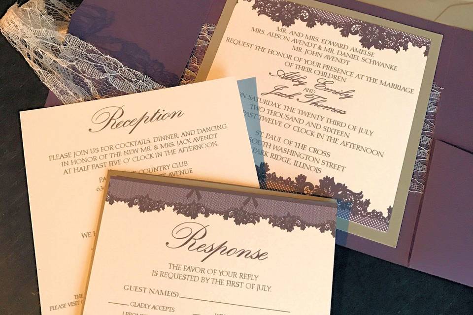 Purple themed invitation