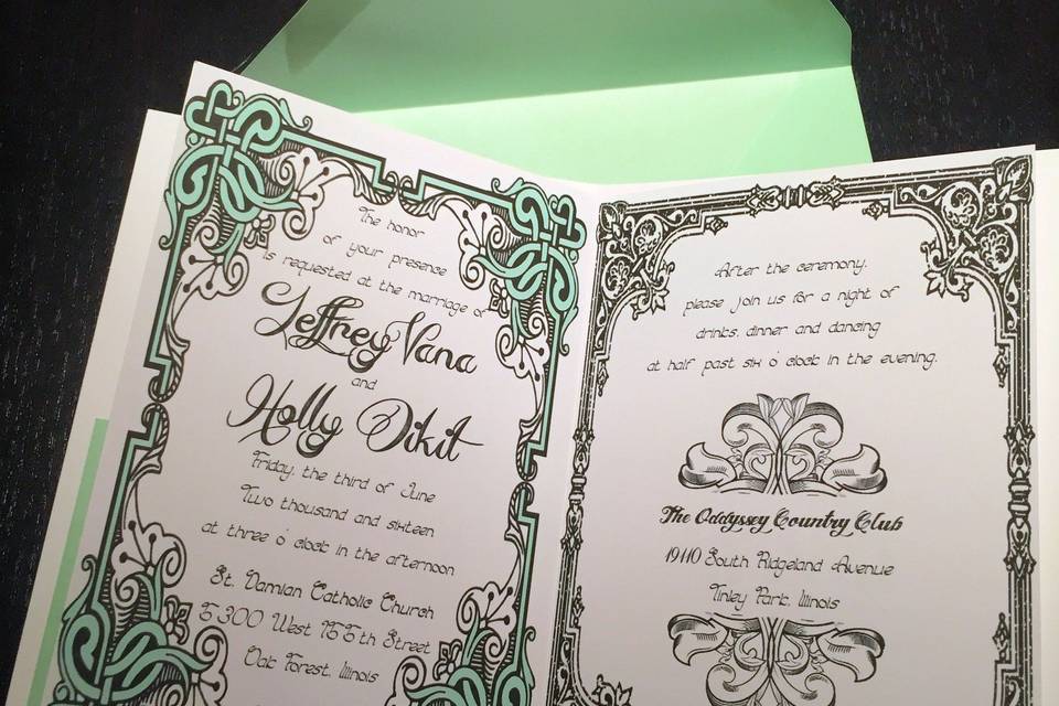 Detailed patterns on invitation border