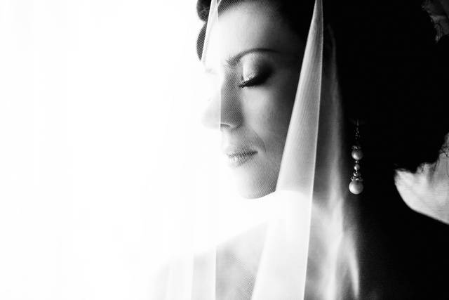 Black and white bride portrait