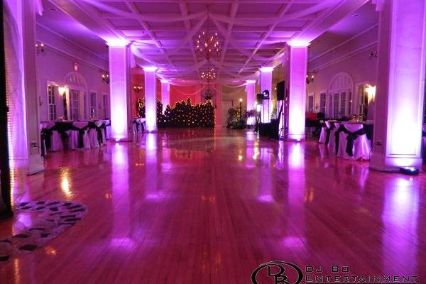 A sample of the many color options with DJ Bo Entertainment & Event Productions. Uplighting/Architectural Lighting Design.