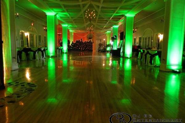 A sample of the many color options with DJ Bo Entertainment & Event Productions. Uplighting/Architectural Lighting Design.