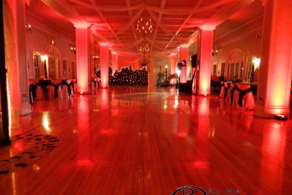 A sample of the many color options with DJ Bo Entertainment & Event Productions. Uplighting/Architectural Lighting Design.