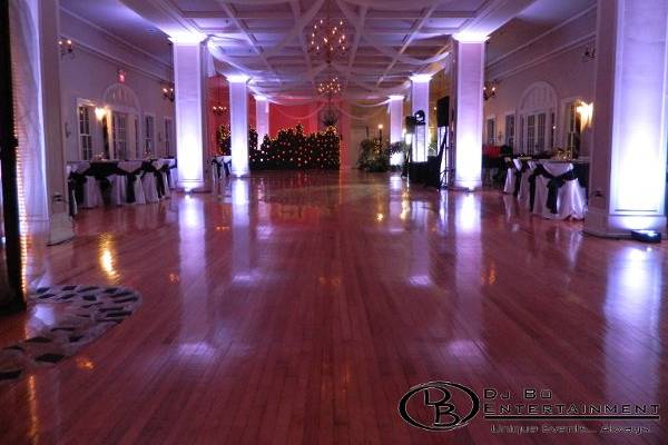 A sample of the many color options with DJ Bo Entertainment & Event Productions. Uplighting/Architectural Lighting Design.