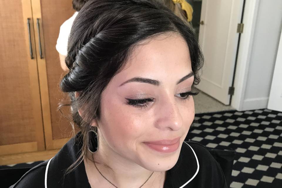 Glam bridesmaid hair