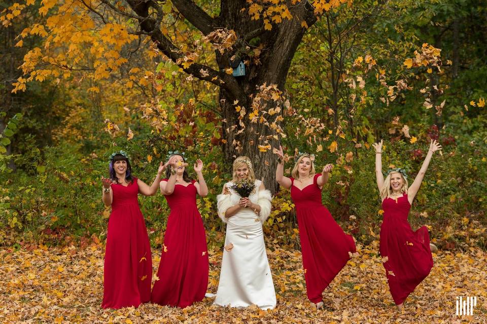 Bride and her bridesmaids