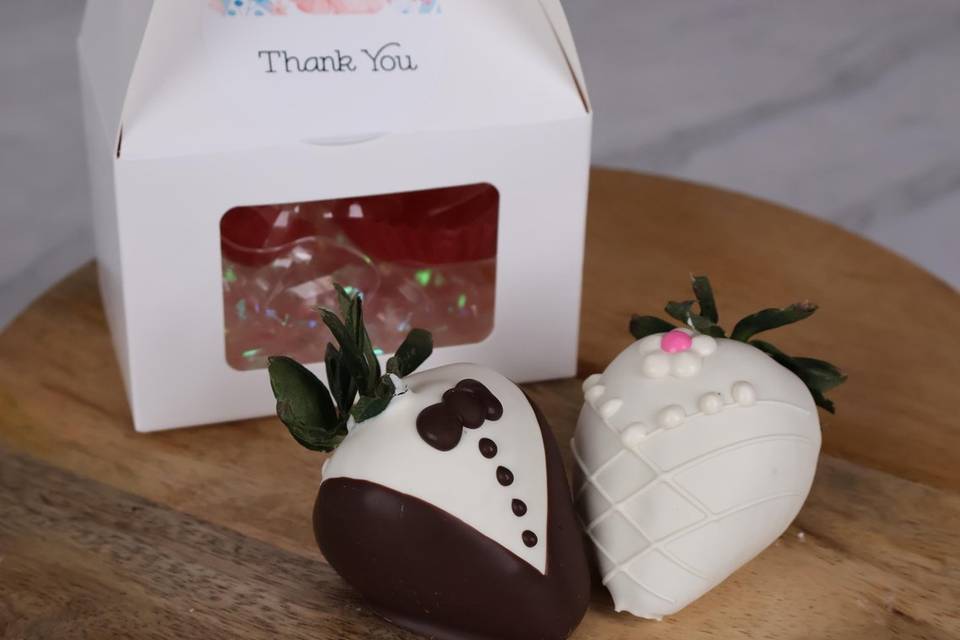 Bride and groom strawberries