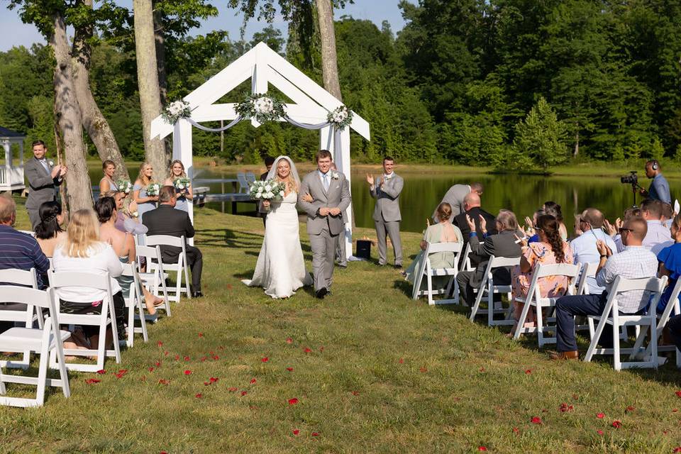 Waterfront arbor wedding