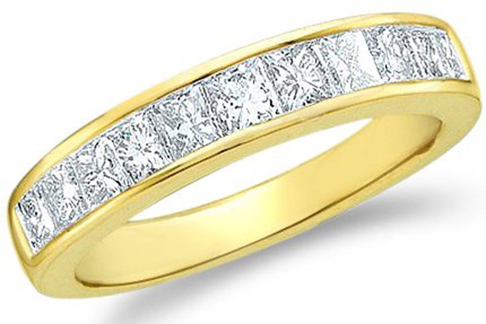1/4 Carat JewelMore 14k Gold Wedding Diamond Band Ring
