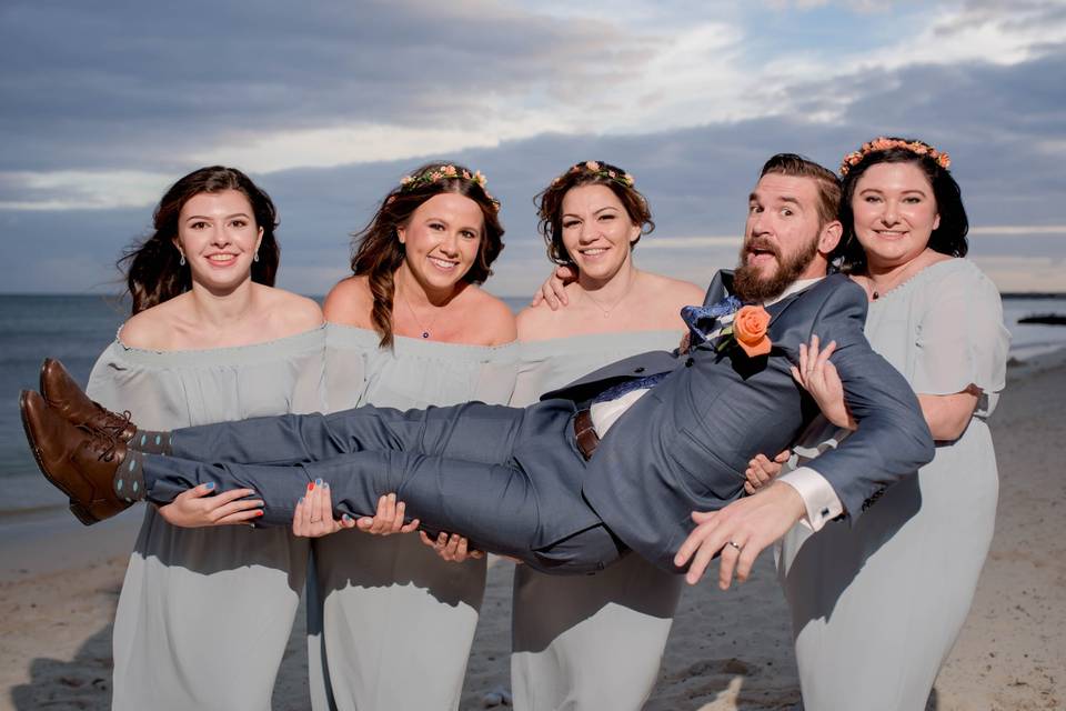 Groom and bridesmaids