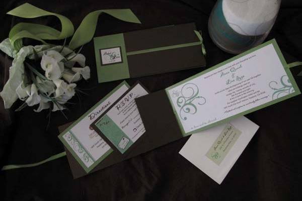 Damask Swirl Custom letter size Wedding Invitations.