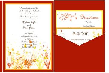 Garden Themed wedding with vibrant orange, yellow and red colors in a Signature Side Pocket Envelopment.