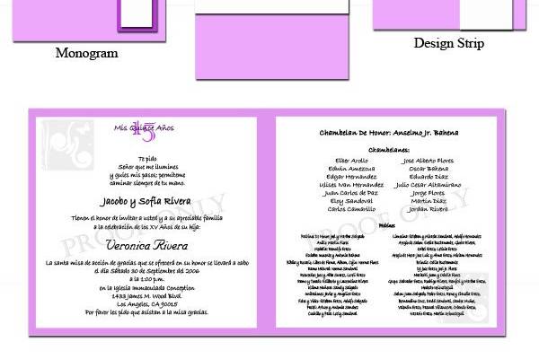Sweet 15 / Quinceanera Program and Invitation with Booklet Fold Format