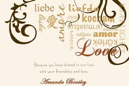 Love in every language Wedding Invitation with Autumn Colors