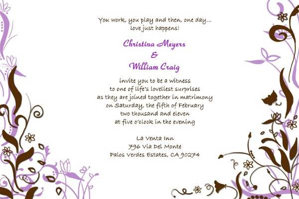 Floral Themed Wedding Invitation with Pink and Chocolate Brown Accent Colors