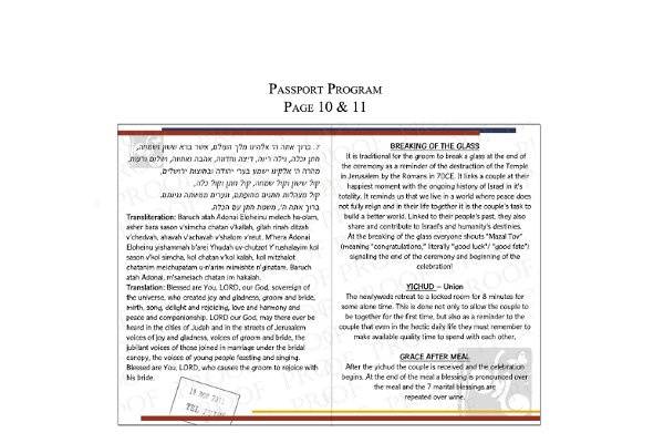 Passport Styled Program with descriptions to your ceremony as well as passport entry stamps to make it look more like a real passport