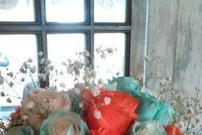 Blue and red bouquet