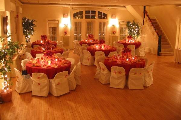 Red Chair Covers in the BallRoom