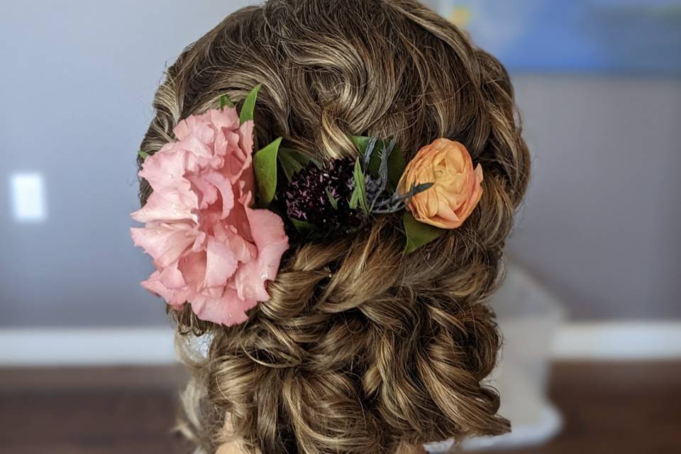 Thick curly hair updo