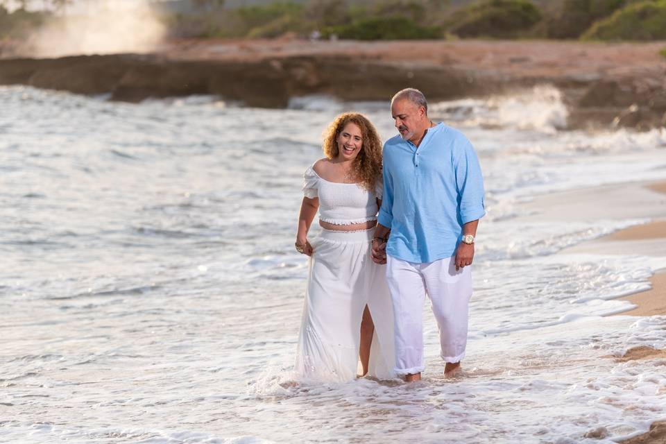 Walking at beach