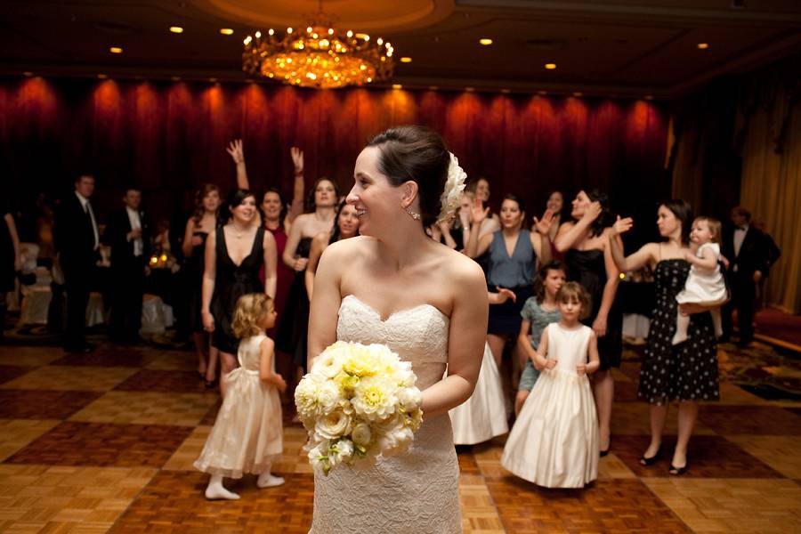 The bride holding her bouquet