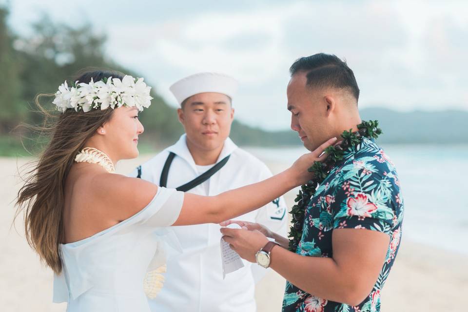 Waimanalo Beach Wedding Ceremony in Honolulu