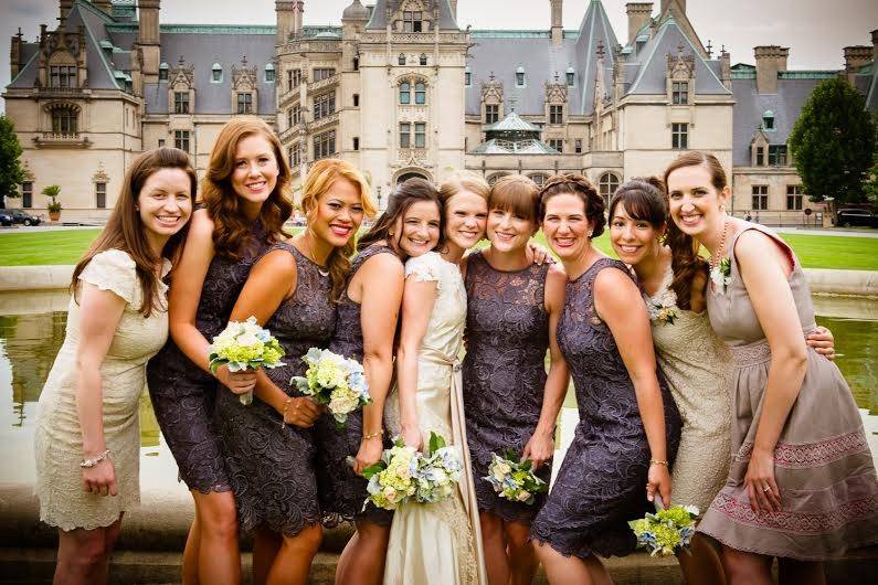 The bride with her bridesmaids