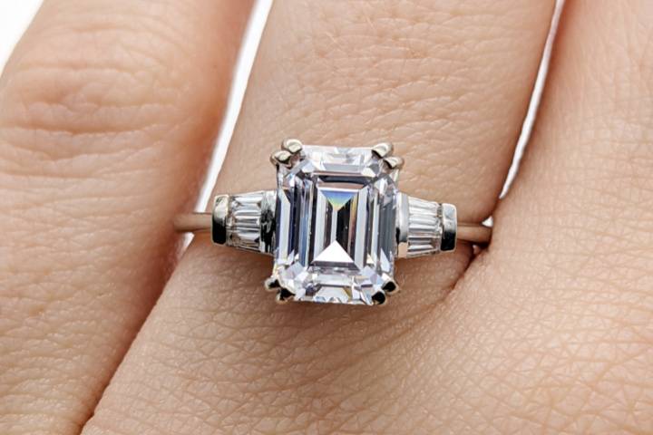 Emerald cut diamond ring