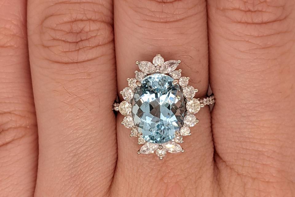 Custom ring design light blue