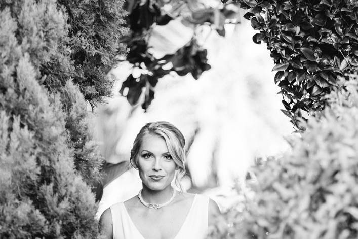 Black and white bridal portrait, Montecito CA.