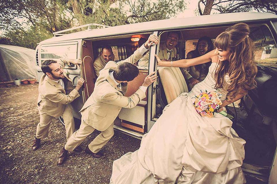 VW Volkswagen Microbus Wedding Getaway