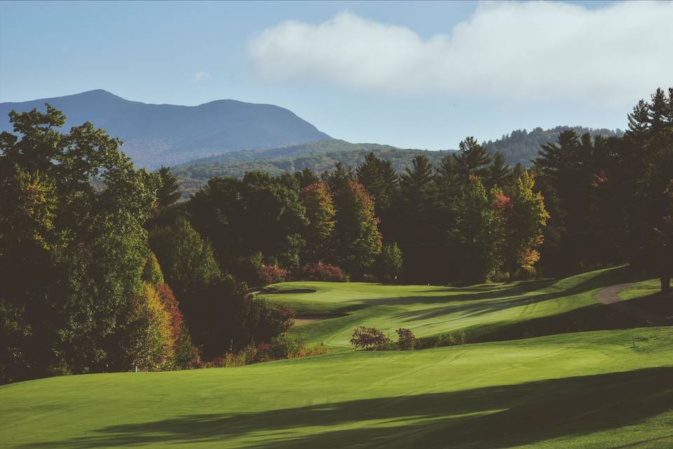 Shot from the course. Beautiful views of the white mountains surround the area of the resort.