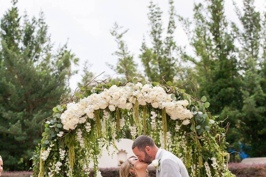 Newlyweds kiss