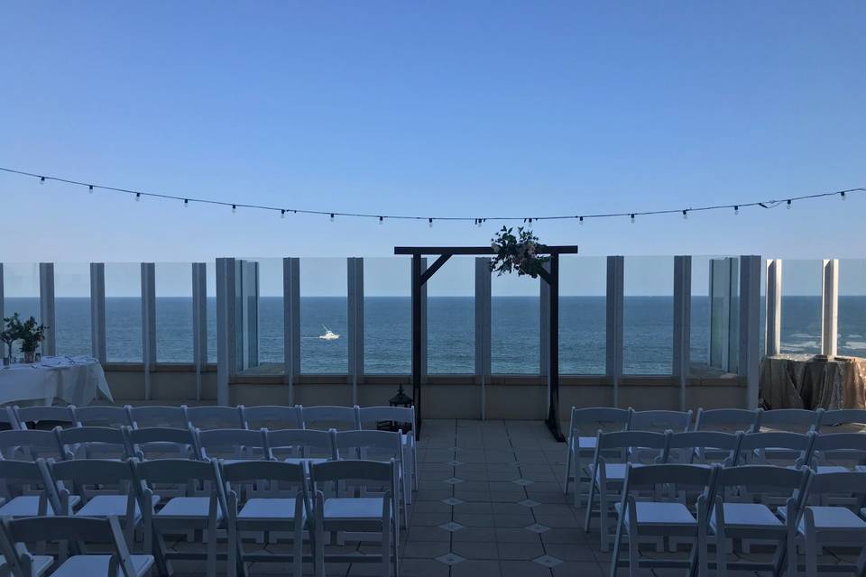 Rooftop oceanfront wedding