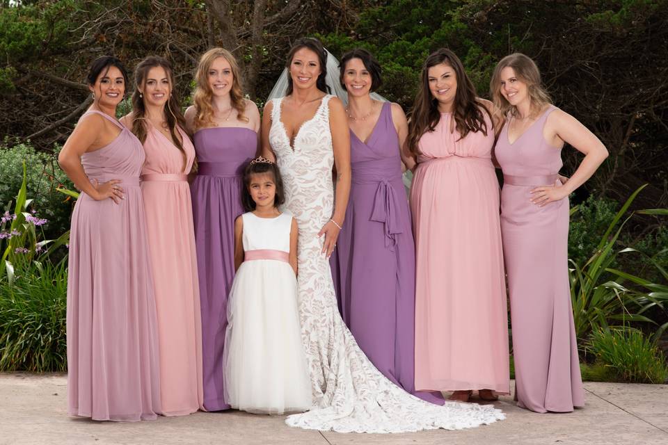 Pink peach purple bridesmaids