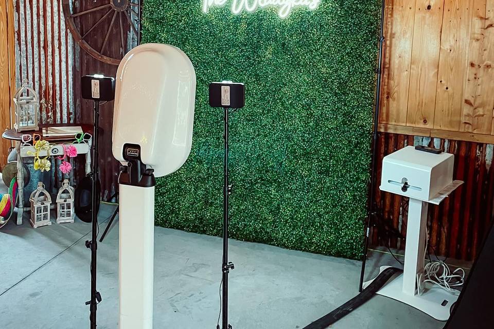 Open-air booth with custom neon