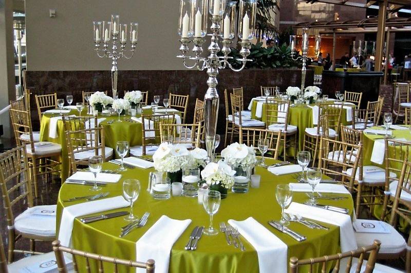 Table setting with candle centerpiece