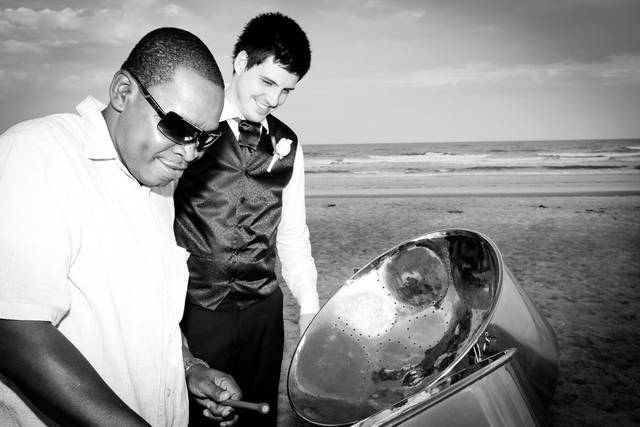 Steel Drum Band at beach wedding ceremony in Cocoa Beach Florida.