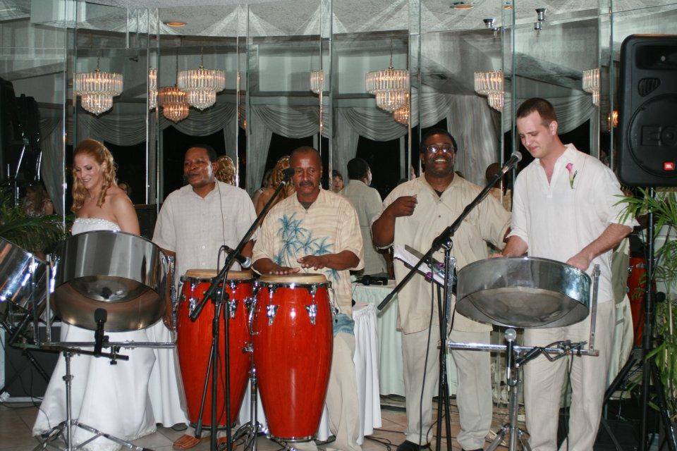 Steel Drum Band at beach wedding ceremony and reception in St Petersburg Florida.